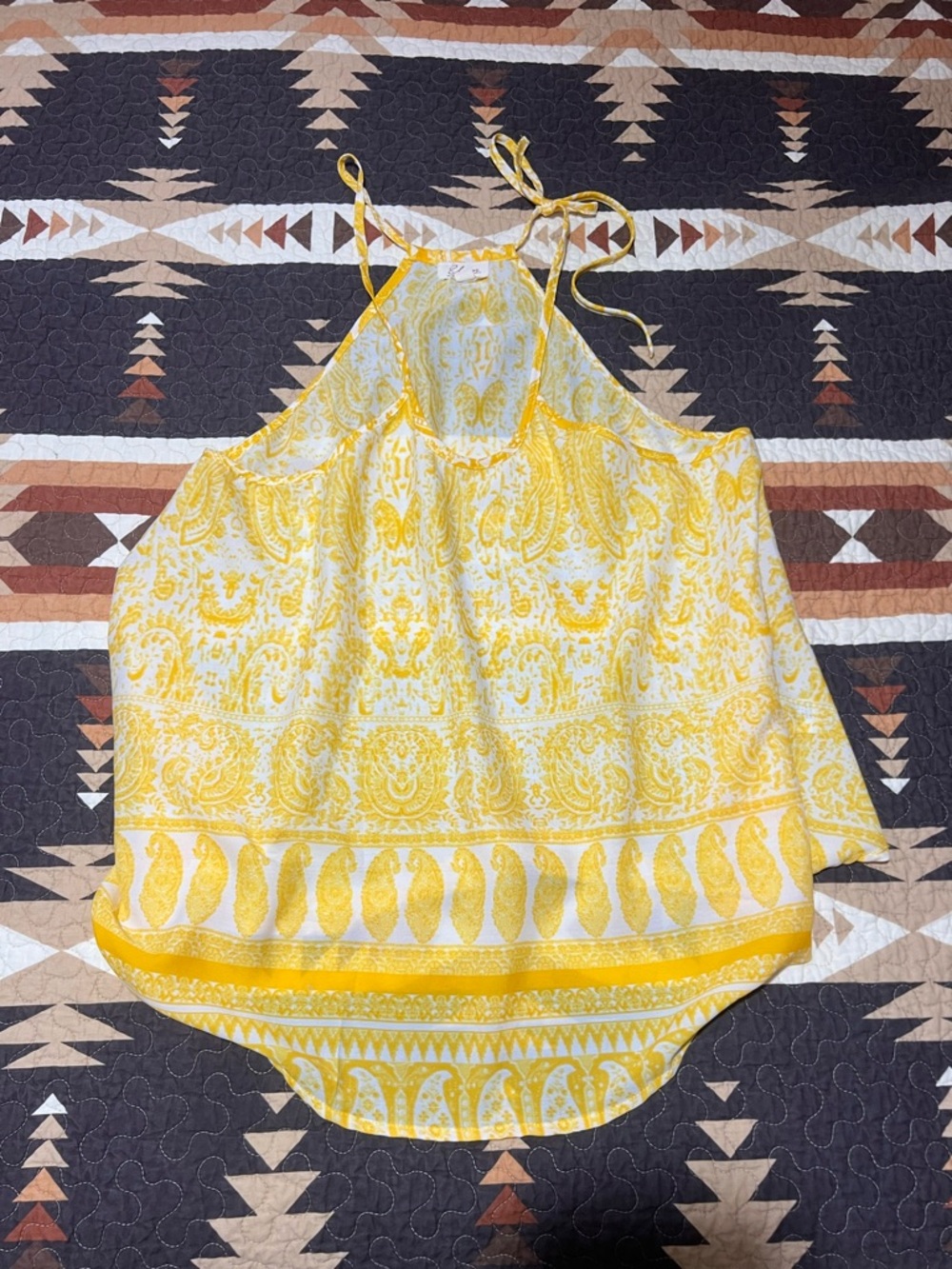 Elan Yellow Tie-Shoulder Halter Top